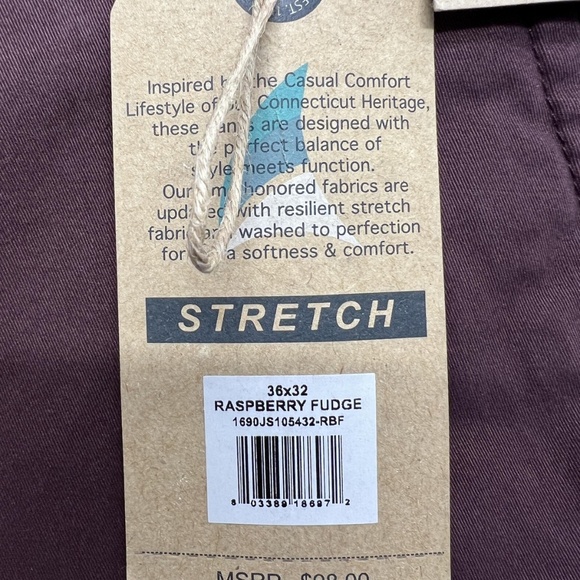 Tailor Vintage Pants Mens 36x32 Burgundy Chino Slim Fit Connecticut Original - Picture 8 of 12